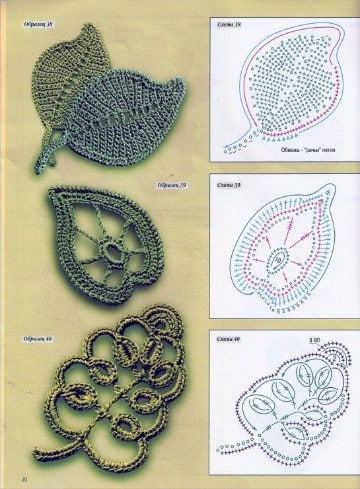 hojas tejidas a crochet con patrones
