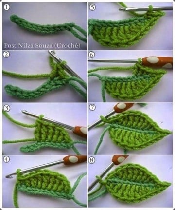 hojas tejidas a crochet paso paso