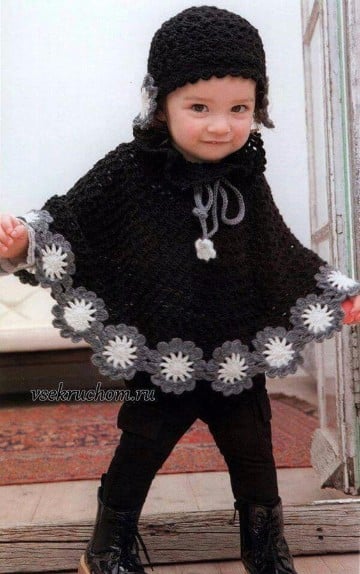 modelos de ponchos tejidos a crochet para niña