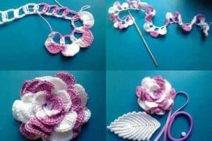 rosas tejidas a crochet paso a paso dos colores