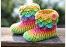 las más adorables botas tejidas a crochet para niña