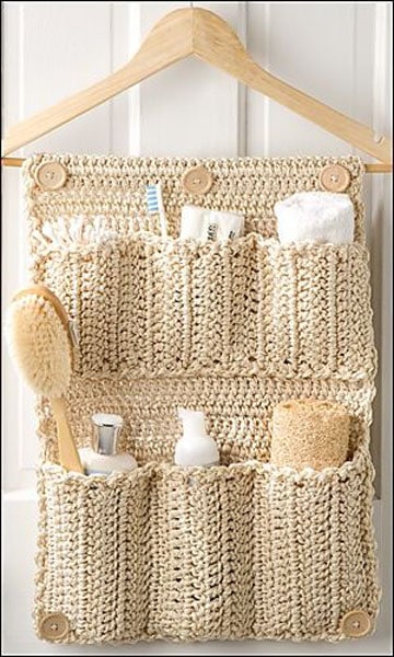 manualidades a crochet para el baño organizador