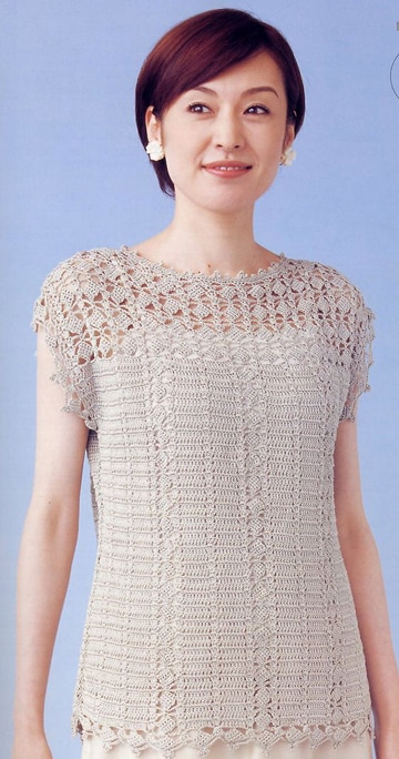 blusas en crochet japonesas para señora
