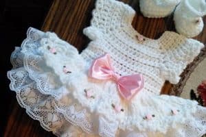 vestidos tejidos para bebe blanco