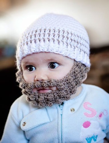 gorros tejidos con barba para bebes
