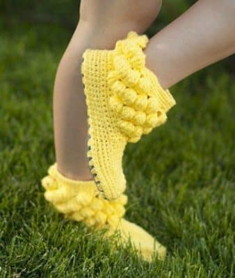 botas tejidas a crochet para mujer corte bajo