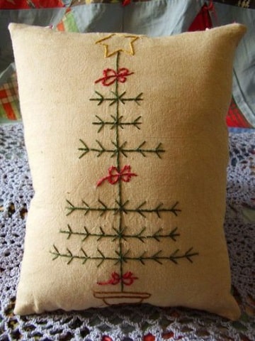 bordados navideños a mano para cojin