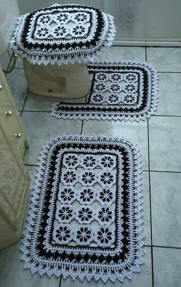 como hacer tapetes para baño de crochet
