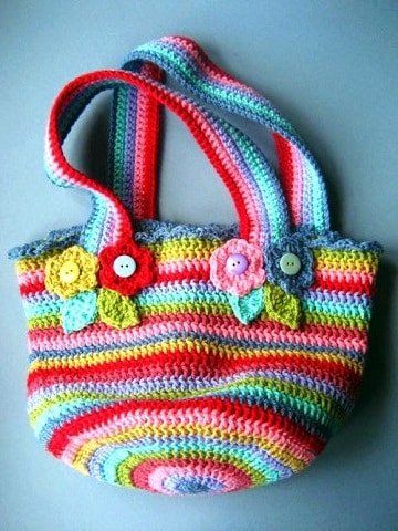 bolsos tejidos a crochet para niña de colores