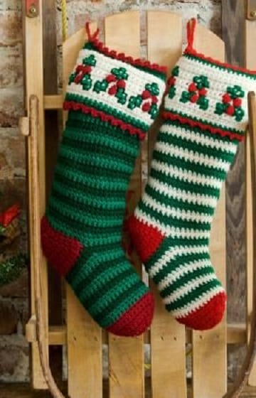 motivos navideños a crochet calcetines