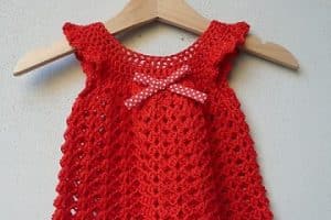 vestidos tejidos para niña recien nacida rojo