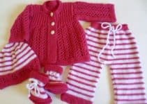unos completos conjuntos tejidos para bebes recien nacidos