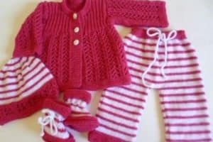 conjuntos tejidos para bebes recien nacidos en rosado