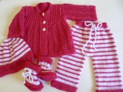 conjuntos tejidos para bebes recien nacidos en rosado