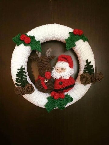 coronas navideñas a crochet para puerta