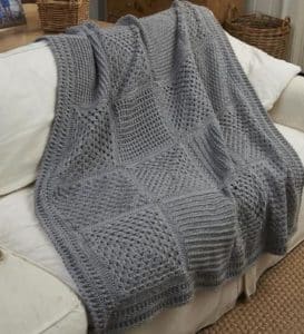 frazadas tejidas a crochet gris
