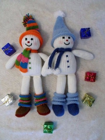 muñeco de nieve con estambre en pareja