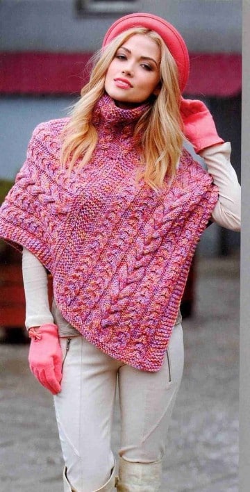 ponchos y capas tejidas a crochet con cuello
