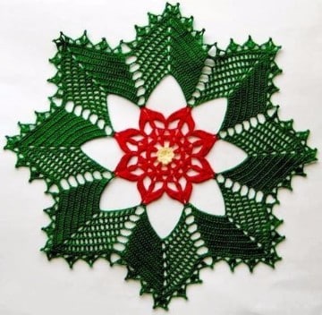tapetes navideños a crochet verde y rojo