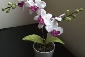 flores tejidas a crochet en 3d orquidea