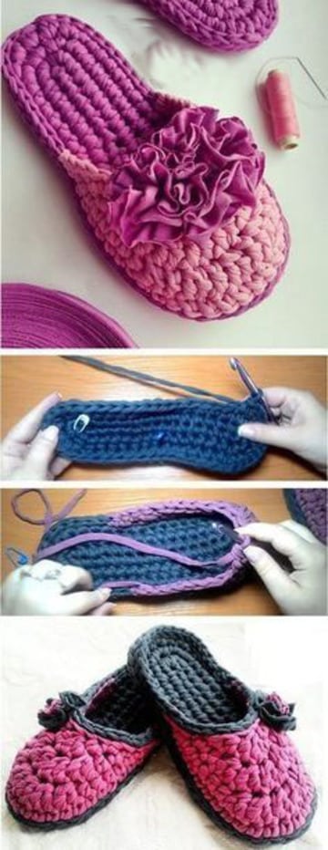 como hacer pantuflas a crochet para mujeres
