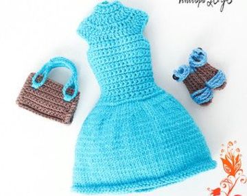 vestidos a crochet para muñecas con accesorios