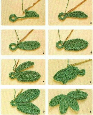 hojas tejidas a crochet paso a paso