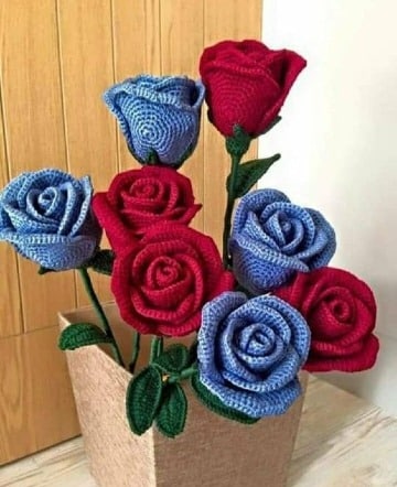 imagenes de como hacer rosas tejidas