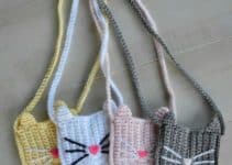 5 colores en carteras tejidas a crochet para niña