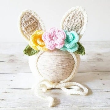 orejas de conejo a crochet para niña