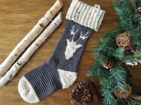 medias navideñas en crochet renos