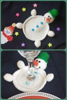 posavasos a crochet navideños para copas