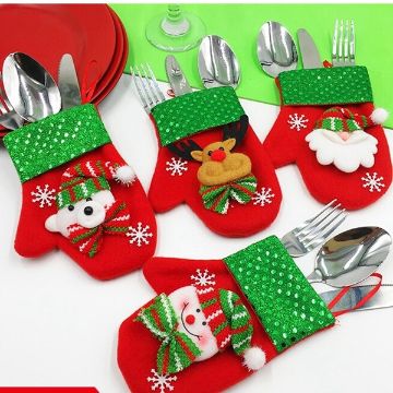 guantes navideños para cubiertos con detalles