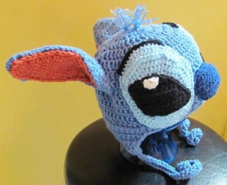 gorros tejidos de stitch con grandes orejas
