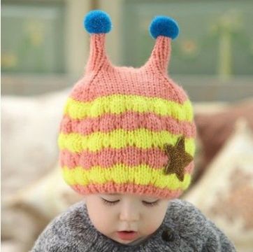 gorras tejidas para niña con antenas