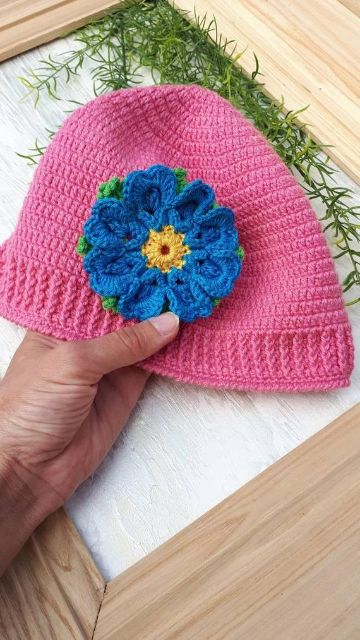 gorros a crochet en 3d flores