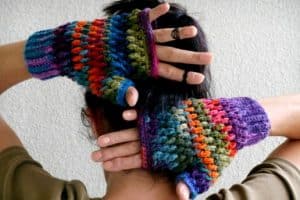 guantes de lana sin dedos coloridos