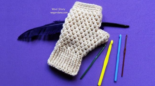 guantes de lana sin dedos con ganchillo