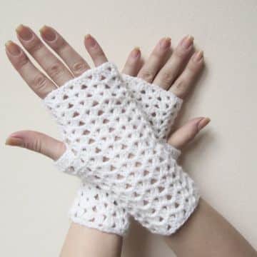 guantes de lana sin dedos punto calado
