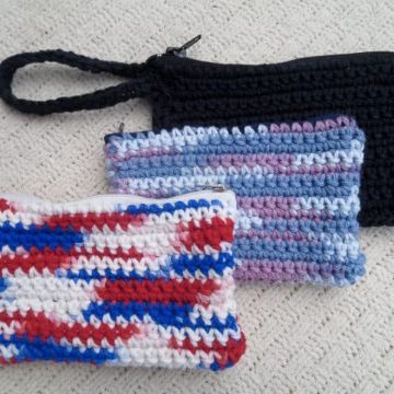 billeteras tejidas crochet patrones bicolor con cierres