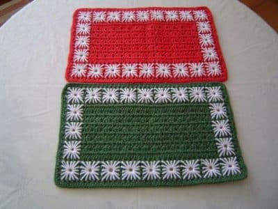 individuales navideños a crochet rectangulares