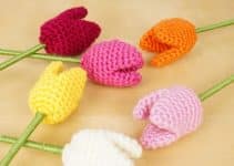 coloridos tulipanes tejidos a crochet en 3d y sencillos