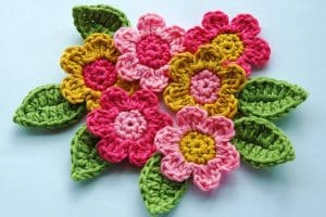 como hacer 3 tipos de tejidos a crochet flores y hojas