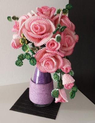 adornos a crochet para la casa ramo rosas