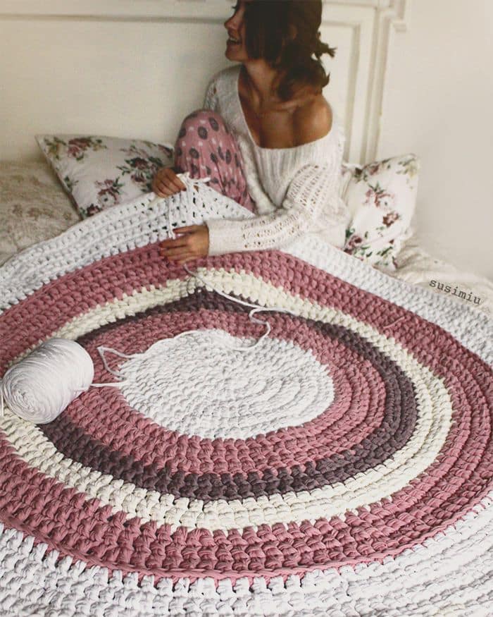 alfombras de ganchillo de lana
