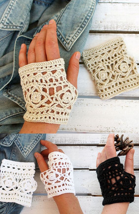 guantes tejidos a crochet modernos
