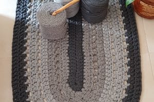 alfombra ovalada de trapillo de 50 cm