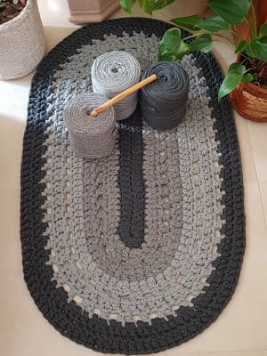 alfombra ovalada de trapillo a crochet paso a paso