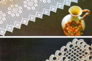 3 patrones de camino de mesa al crochet rectangular