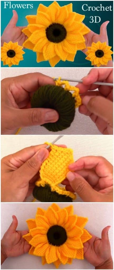flores a crochet en 3d